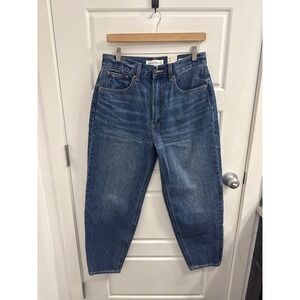 Denim Forum The Gia High Rise Carrot Jeans Medium Wash Blue Denim 30W